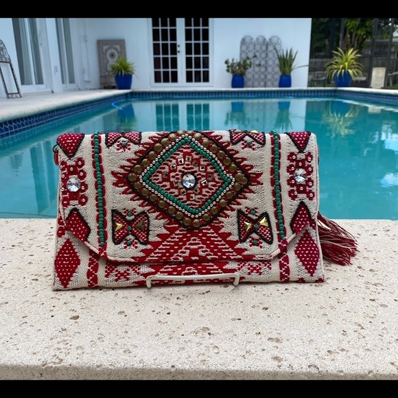 Boho Handmade purse with long strap Made in India - Picture 2 of 3